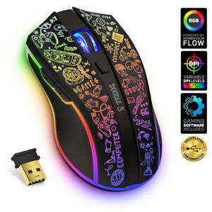 CONNECT IT DOODLE 3 bezdrátová herní myš, rainbow podsvícení, 4800Dpi, ČERNÁ; CMO-3530-DD